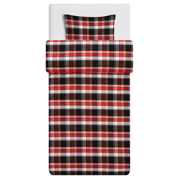 STRIMKLÖVER Duvet cover and pillowcase, red check, 150x200/50x60 cm IKEA