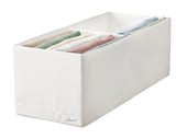 Organisation box, white, fabric & plastic, rectangular, with socks, plain design.