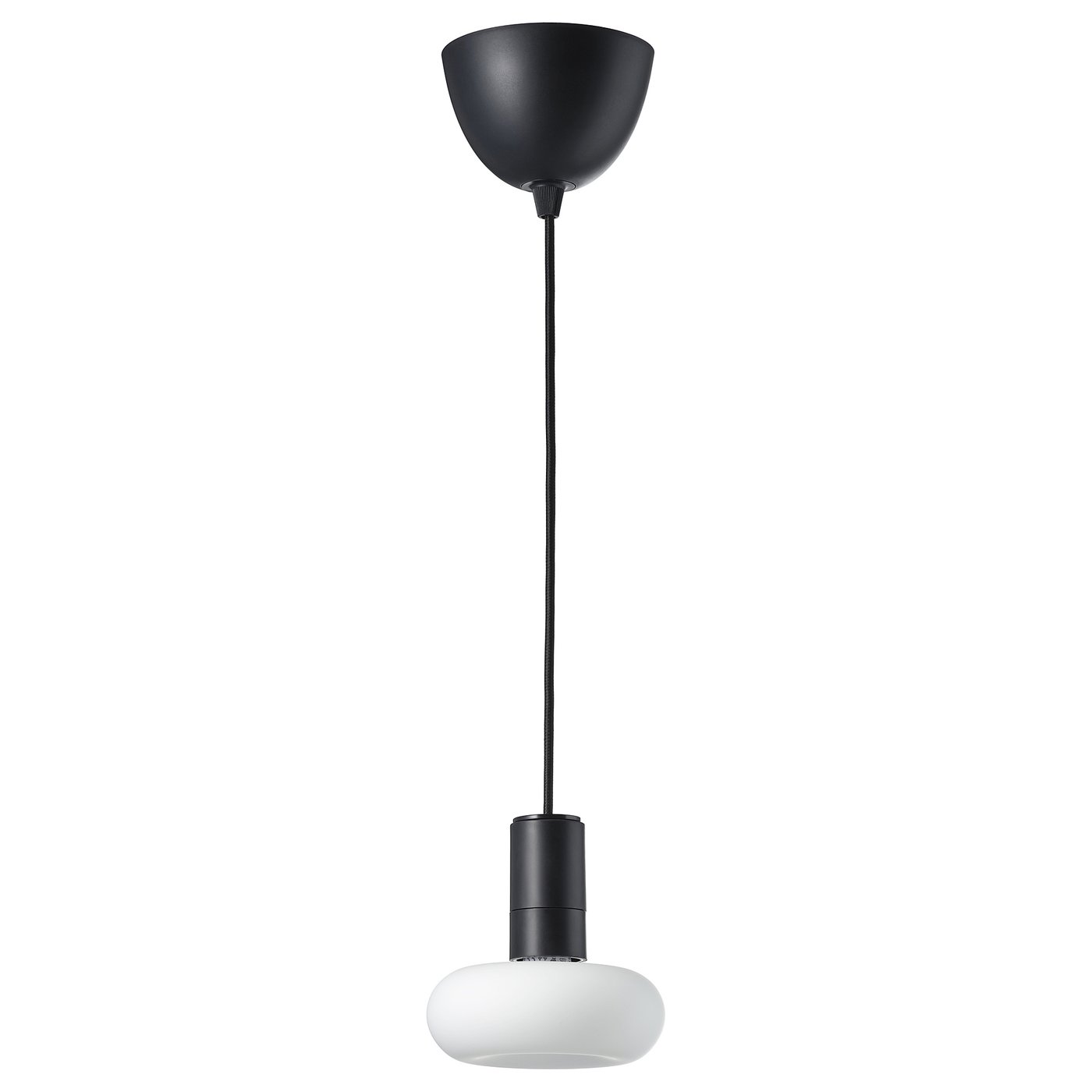 SUNNEBY / MOLNART Pendant lamp with light bulb black/donutshaped