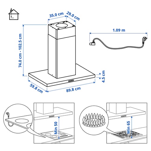 Illustration with measurements for the product: SVÄVANDE.