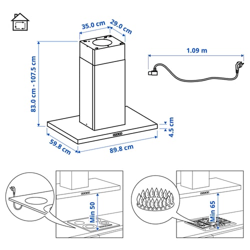 Illustration with measurements for the product: SVÄVANDE.