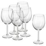 Six clear SVALKA wine glasses, elegant and classic design, made of glass. Perfect for any occasion.