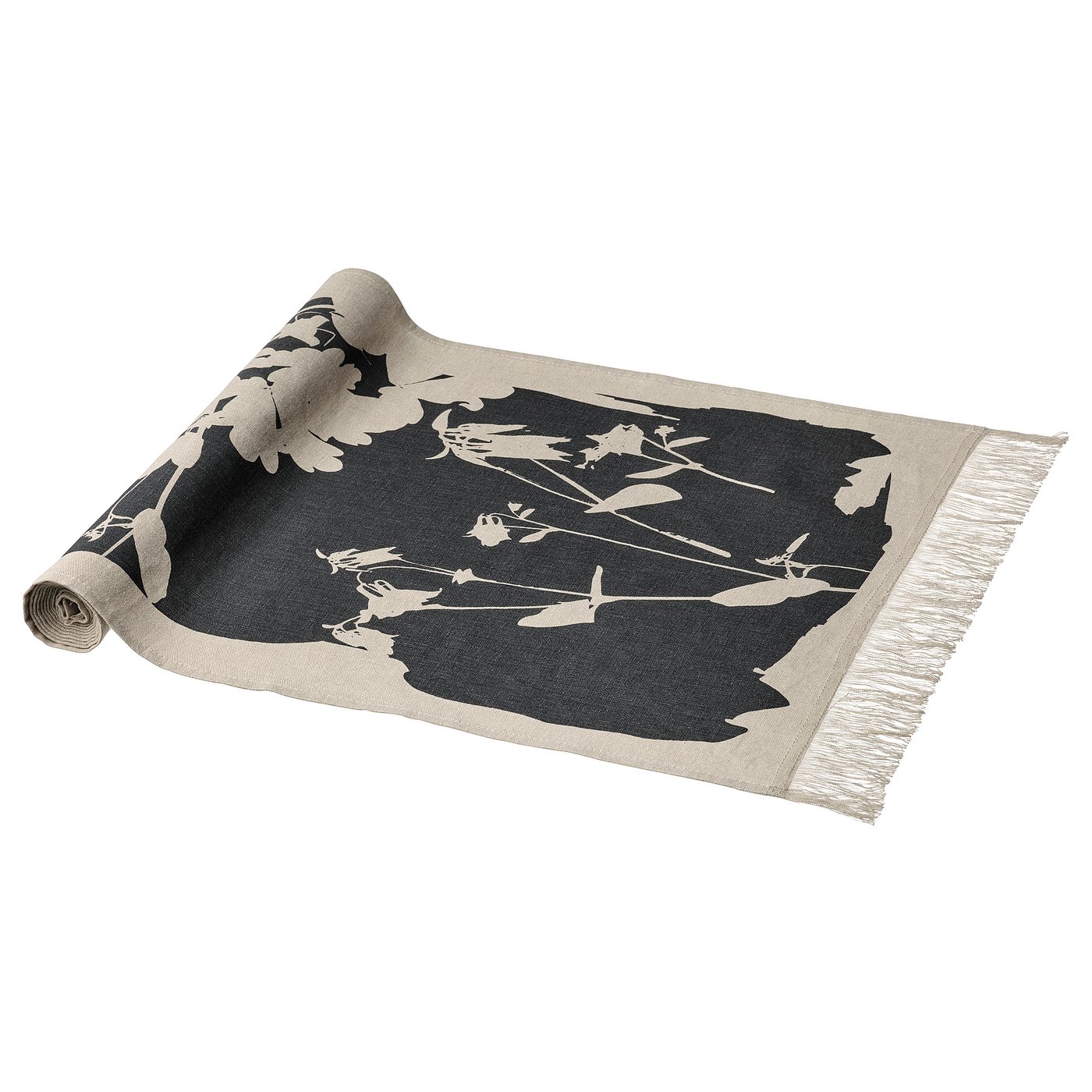 SVARTVIDE tablerunner, patterned natural/dark grey, 40x160 cm IKEA
