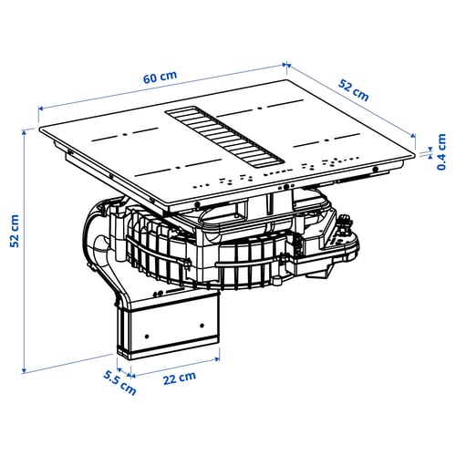 TÄCKNAN Induction hob/integrated extractor, IKEA 500 black, 60 cm