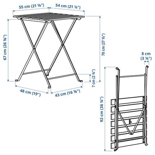 Illustration with measurements for the product: TÄRNÖ.