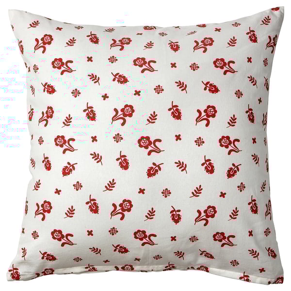 TÅGSÄCKMAL Cushion cover, white/floral pattern, 50x50 cm