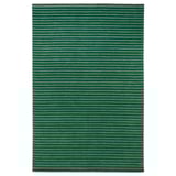 TÅGSPÅR, a green and green striped wool rug, rectangular in shape.