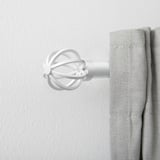 TALLBARSMAL white swirl metal curtain finial, small, elegant, decorative, complements curtains, fits standard rods.