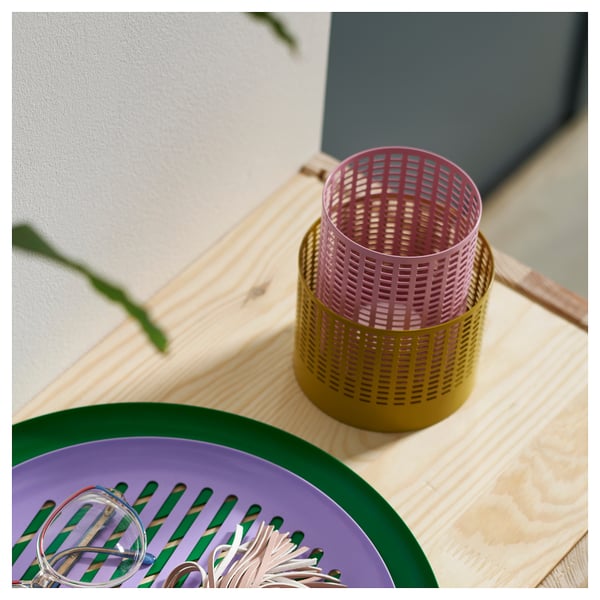 TESAMMANS Tealight holder, set of 2, yellow/pink