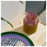 TESAMMANS Tealight holder, set of 2, yellow/pink