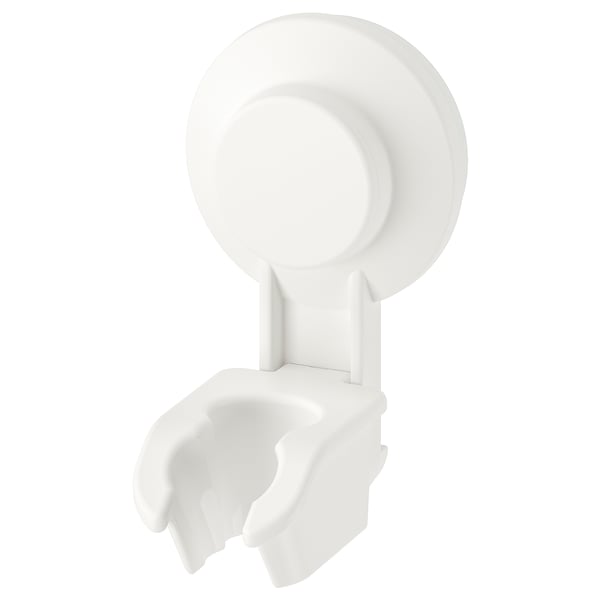 White TISKEN shower holder, suction cup design, no drilling, adjustable.