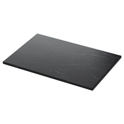 TOLKEN black marble-look countertop, rectangular, durable foil surface.