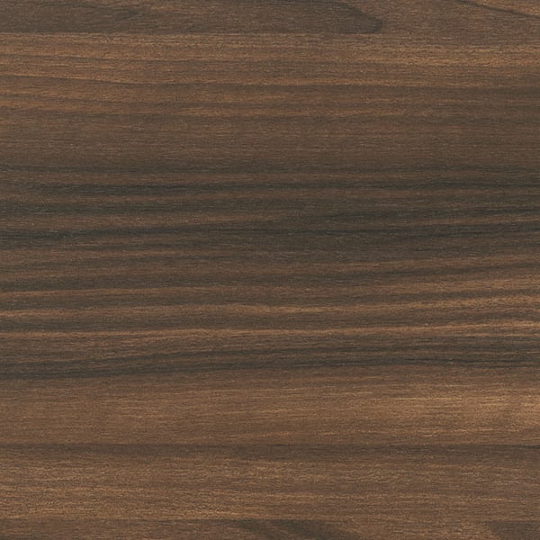 Dark brown laminate with visible wood grain pattern, smooth, evenly polished surface.