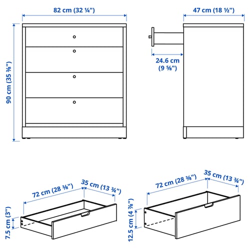 Illustration with measurements for the product: TONSTAD.