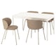 Option: TONSTAD / KRYLBO Table and 4 chairs, off-white/Tonerud dark beige, 140/196x85 cm