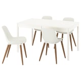 TONSTAD Table and 4 chairs, off-white/white, 140/196x85 cm