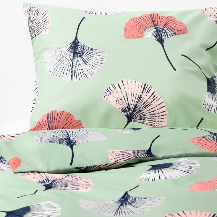TOVSIPPA Duvet cover and pillowcase green/floral patterned IKEA