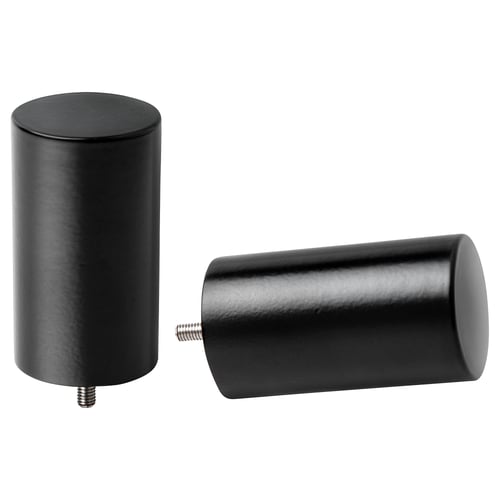 Black finials - one upright, one down; aluminium, stainless steel.
