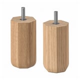 Two ULLARP wood legs, light brown, cylindrical with square tops; made from solid oak.