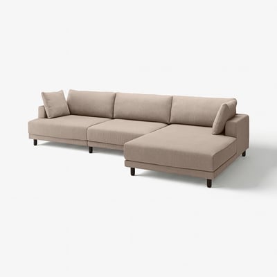 UPPÅKRA 4,5-seat modular sofa, with chaise longue, right/Samsala grey-beige