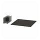 Black pegboard and pegs, square shape, customizable storage solution.