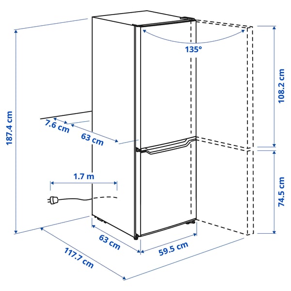 Uppkalla Fridge Freezer Ikea 300 Freestanding Stainless Steel Colour 216 95 L Ikea