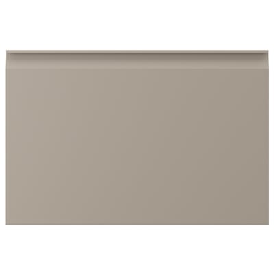 UPPLÖV beige kitchen cabinet with sleek edges and integrated handles.