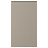 Displays a beige kitchen cabinet door with a modern design, featuring a smooth surface and integrated handles.