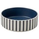 UTSÅDD blue striped pet bowl. Round with white and black stripes, made of stoneware. Perfect for cats or dogs.