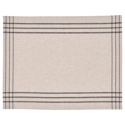 VÅRARV beige place mat with black stripes, rectangular, cotton and jute blend.