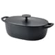 Option: Black VARDAGEN cast iron casserole with handles and lid, ideal for slow cooking.