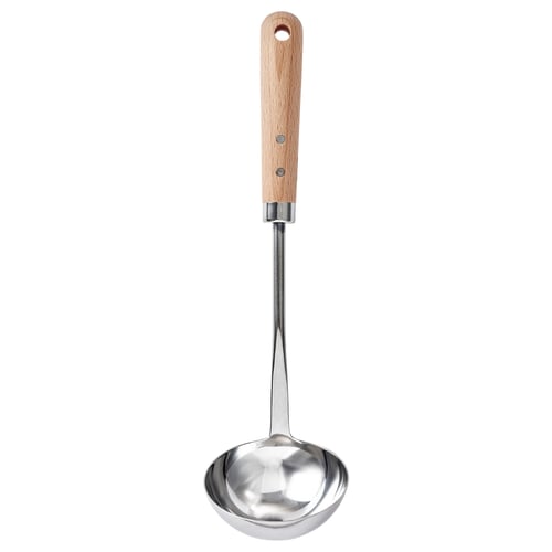 VARDAGEN wooden-handle ladle, stainless steel bowl for easy serving.