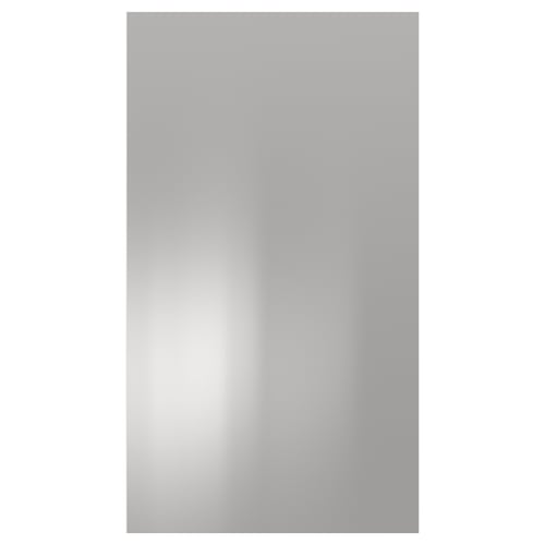 Stainless steel kitchen cabinet front, silver rectangle, industrial design.