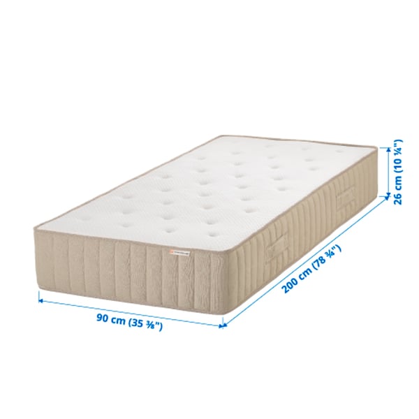 A VATNESTRÖM mattress. Its rectangular, white, with a textured surface, measuring 200 x 90 x 26 cm.