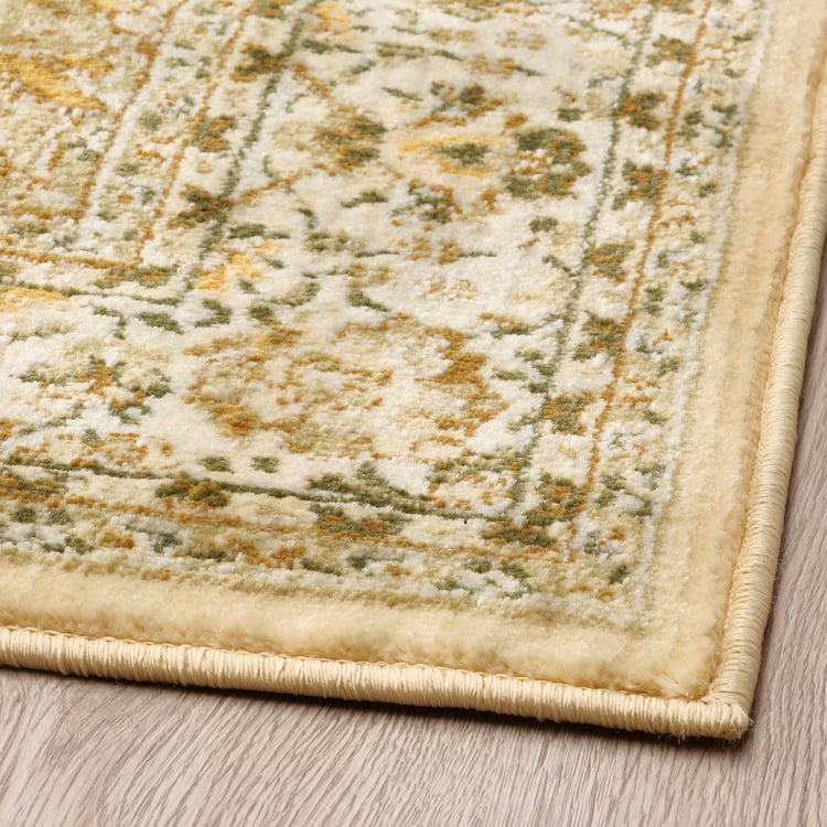 VEDBÄK rug, low pile, yellow/green, 133x195 cm IKEA