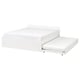VIHALS white bed frame with trundle, modern minimalist design, clean lines, metal handles, simple assembly.