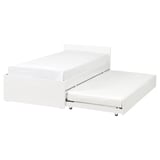 White VIHALS trundle bed with clean, minimalist design and slatted bases.