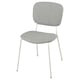 VIHALS gray chair, modern design, padded seat and back, white legs.