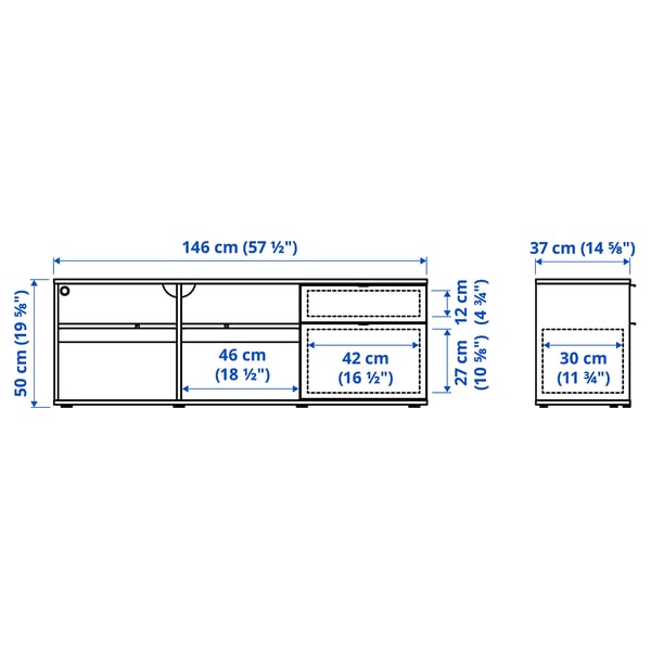 Illustration with measurements for the product: VIHALS.