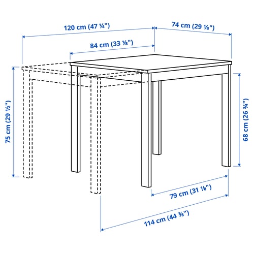 Illustration with measurements for the product: VIHALS.