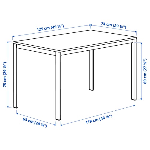 Illustration with measurements for the product: VIHALS.