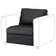 A modern black and white VIMLE armchair, featuring clean lines and plush cushions.