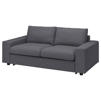 Grey VIMLE sofa bed w/ simple design, removable cover.