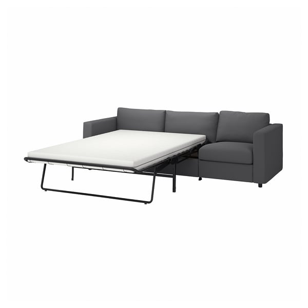 Gray convertible sofa bed with clean lines and comfortable cushions.
