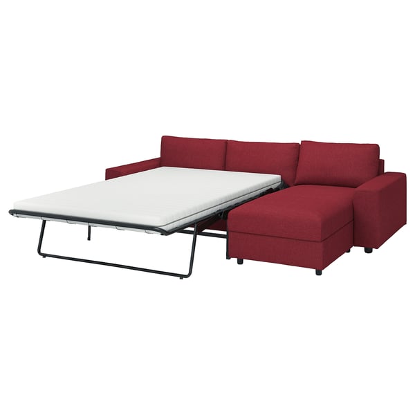 Red VIMLE sofa bed - fabric, metal.