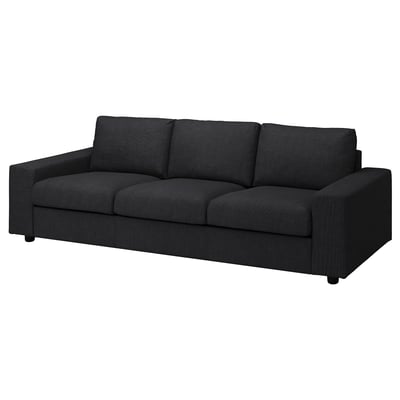 Dark grey VIMLE sofa, modern design with clean lines, three cushions.