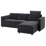 VIMLE sectional sofa, grey, velvet, l-shape, modern design.