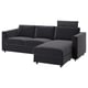 VIMLE sectional sofa, grey, velvet, l-shape, modern design.