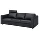 Black leather VIMLE sofa, modern design, three-seater with adjustable headrests.