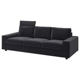 VIMLE: black velvet sofa, 3 cushions, sturdy frame.